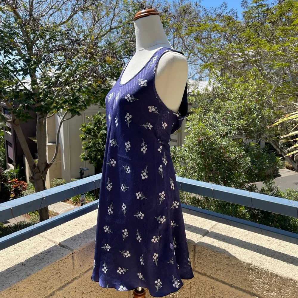 90s Vintage Blue Floral Slip Dress - Picture 4 of 9